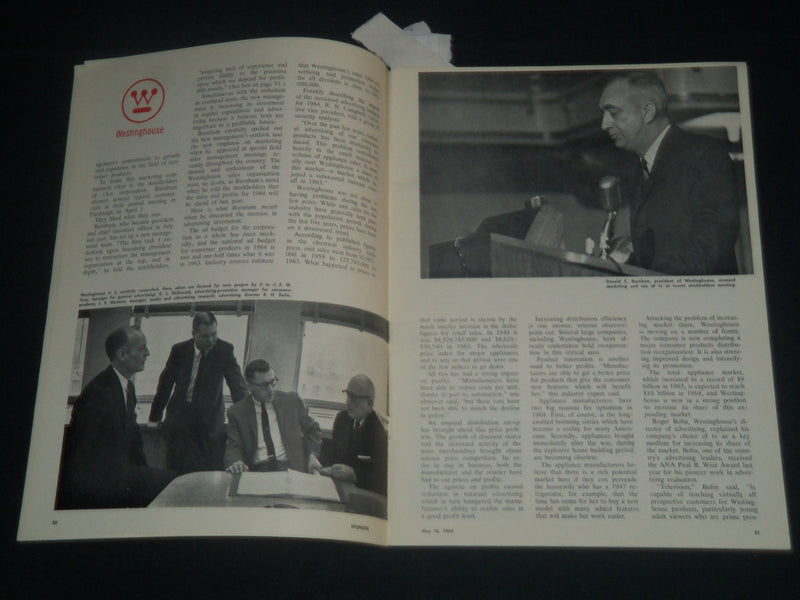 1964 MAY 18 WESTINGHOUSE $6,000,000 TV COMEBACK PROGRAM - J 4292