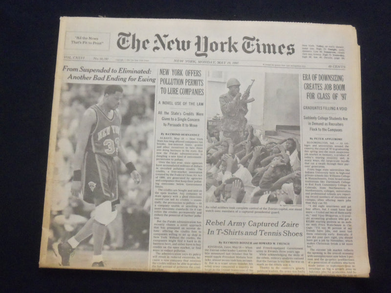 1997 MAY 19 NEW YORK TIMES NEWSPAPER - JOB BOOM FOR CLASS OF '97 - NP 7083