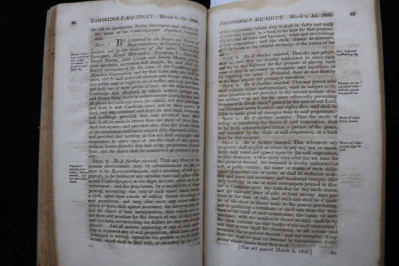 1806 LAWS OF THE COMMONWEALTH OF MASSACHUSETTS - SOFTCOVER BOUND - K 2885