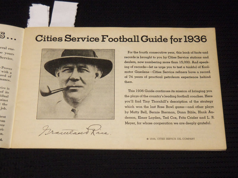 1936 GRANTLAND RICE'S CITIES SERVICE FOOTBALL GUIDE - SOFTCOVER - K 640