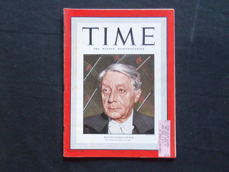 1949 DECEMBER 19 TIME MAGAZINE - CHARLES MUNCH - T 1205