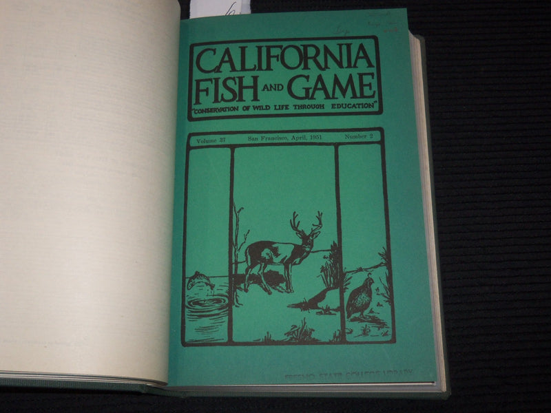 1951 CALIFORNIA FISH AND GAME MAGAZINE BOUND VOLUME - KD 5730