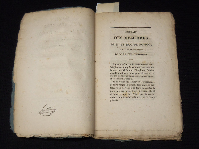 1823 OCTOBER EXTRAIT DES MEMORIES DE M. KLE DUC DE ROVIGO FRENCH BOOK - K 88