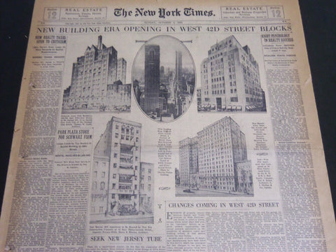 1930 OCTOBER 5 NEW YORK TIMES REAL ESTATE - NEW BUILDING ERA OPENING - NT 6998