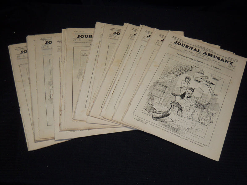 1886 JOURNAL AMUSANT ILLUSTRE FRENCH MAGAZINE LOT OF 34 - FASHION ILLUS- O 3197L