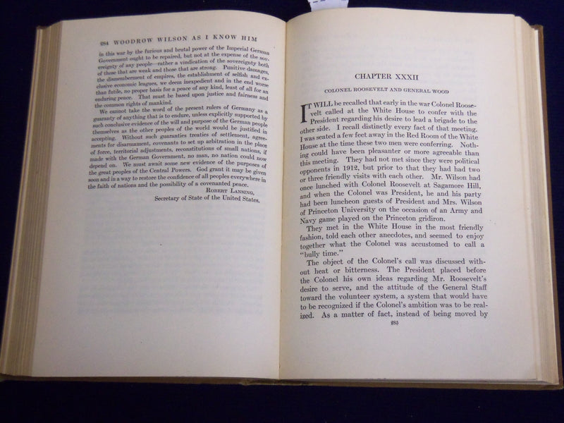 1921 WOODROW WILSON AS I KNOW HIM HARDCOVER BOOK BY JOSEPH TUMULTY - KD 3867H