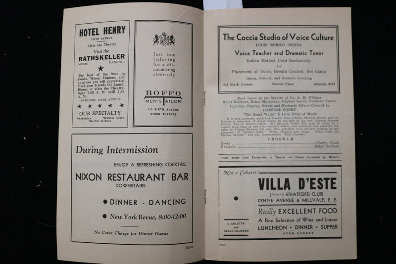 1935 THE GREAT WALTZ PROGRAM - NIXON THEATRE - K 2467