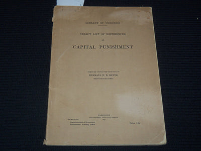 1912 CAPITAL PUNISHMENT SELECT LIST OF REFERENCES BOOK - HERMANN MEYER - K 3104