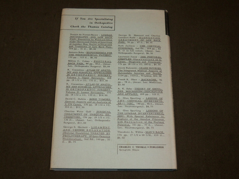 1961 DISEASES OF THE INTERVERTEBRAL DISC BOOK BY REUBEN RABINOVITCH MD - KD 6271