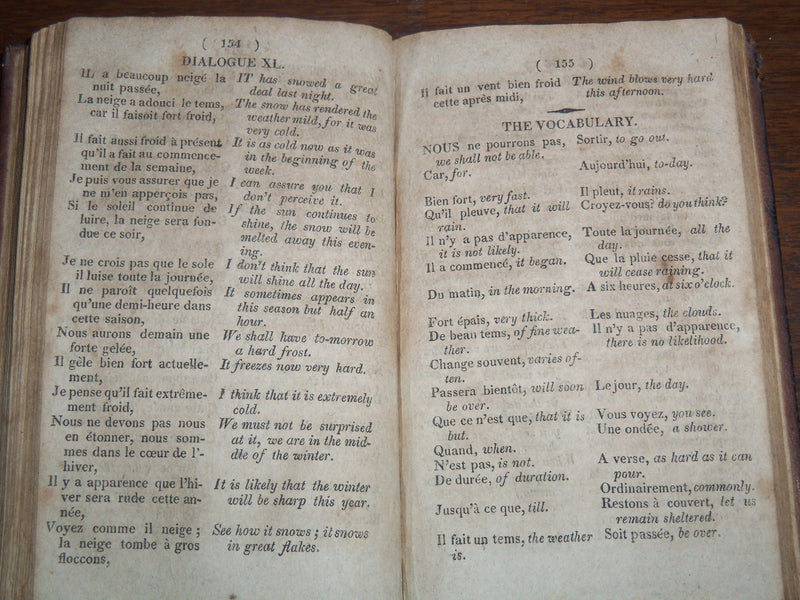 1819 ELEMENTS OF FRENCH AND ENGLISH CONSERVATIONS BOOK BY JOHN PERRIN - K 1293
