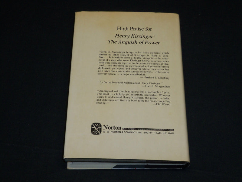 1976 HENRY KISSINGER ANGUISH OF POWER BOOK INSCRIBED JOHN G. STOESSINGER - D 451