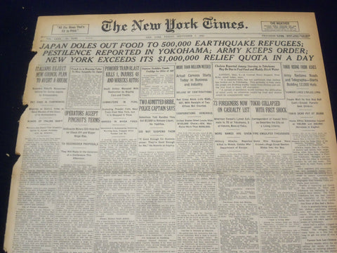 1923 SEP 7 NEW YORK TIMES - JAPAN DOLES OUT FOOD TO 500,000 - NT 9351