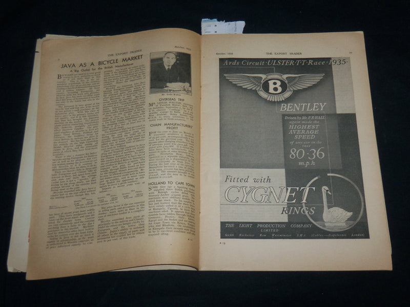 1935 OCTOBER THE EXPORT TRADER BICYCLE MAGAZINE - NICE ADS - SP 1212W