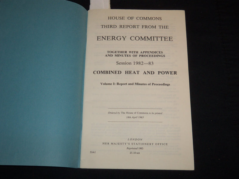 1983 HOUSE OF COMMONS ENERGY COMMITTE THIRD REPORT - HEAT & POWER - J 8969