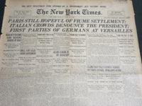 1919 APRIL 26 NEW YORK TIMES - PARIS STILL HOPEFUL OF FIUME SETTLEMENT - NT 6979