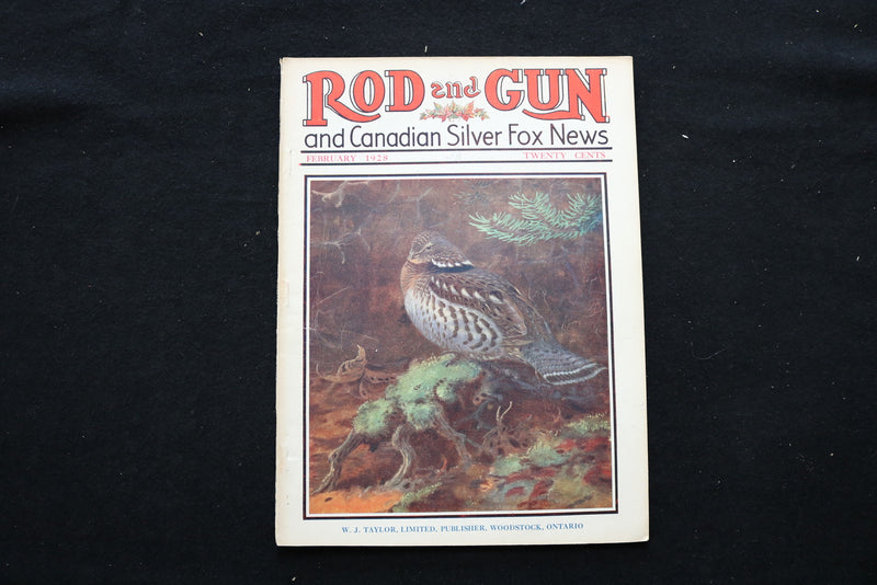 1928 FEBRUARY ROD AND GUN MAGAZINE - ILLUSTRATED WILDLIFE COVER - E 10216