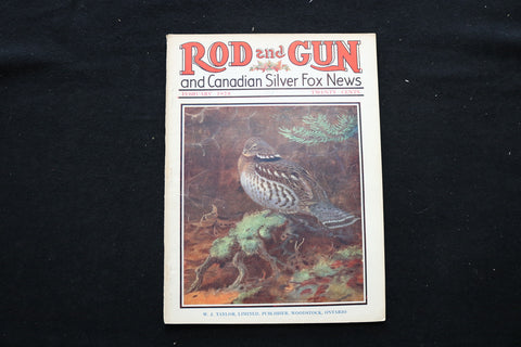 1928 FEBRUARY ROD AND GUN MAGAZINE - ILLUSTRATED WILDLIFE COVER - E 10216