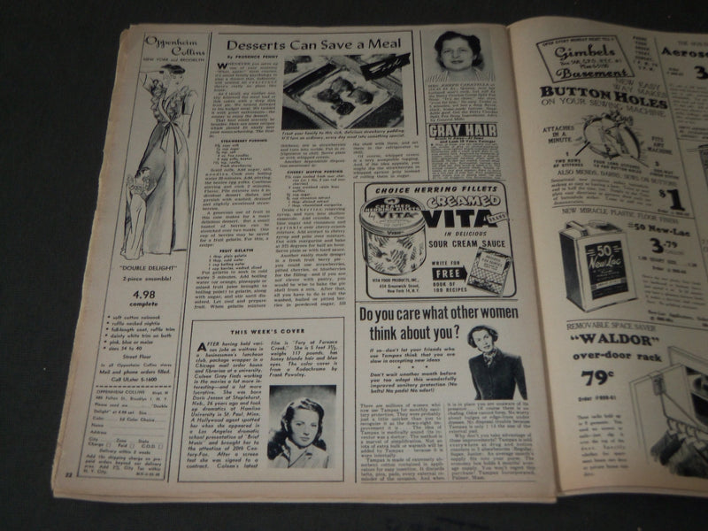 1948 MAY 23 NY SUNDAY MIRROR MAGAZINE SECTION - COLEEN GRAY COVER - J 2895