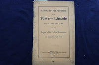 1894-1895 TOWN OF LINCOLN OFFICERS & SCHOOL COMMITTEE REPORT SOFTCOVER - K 794