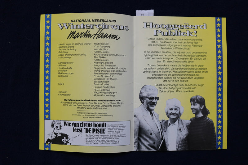 1988-1992 MARTIN HANSON WINTERCIRCUS PROGRAMS - LOT OF 3 - DUTCH TEXT - K 611