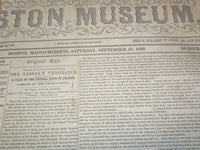1850 SEPTEMBER 28 BOSTON MUSEUM NEWSPAPER - JENNY LIND LEADING FASHION - NP 9052