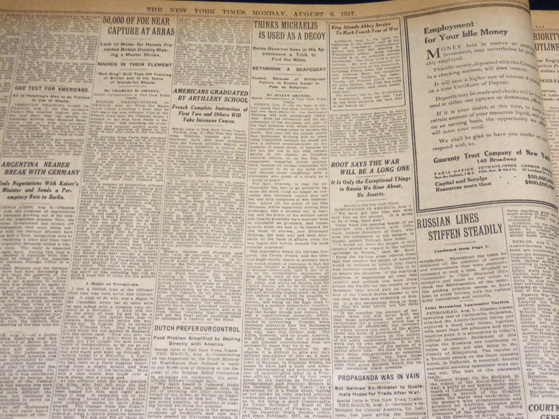 1917 AUGUST 6 NEW YORK TIMES - CANADIANS DRIVE UPON LENS - NT 8503