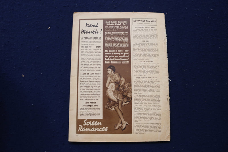 1939 JANUARY SCREEN ROMANCES MAGAZINE - WAYNE MORRIS COVER - E 12704