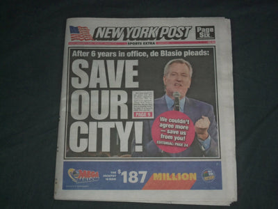 2020 FEBRUARY 7 NEW YORK POST NEWSPAPER- NYC MAYOR DEBLASIO PLEADS SAVE OUR CITY