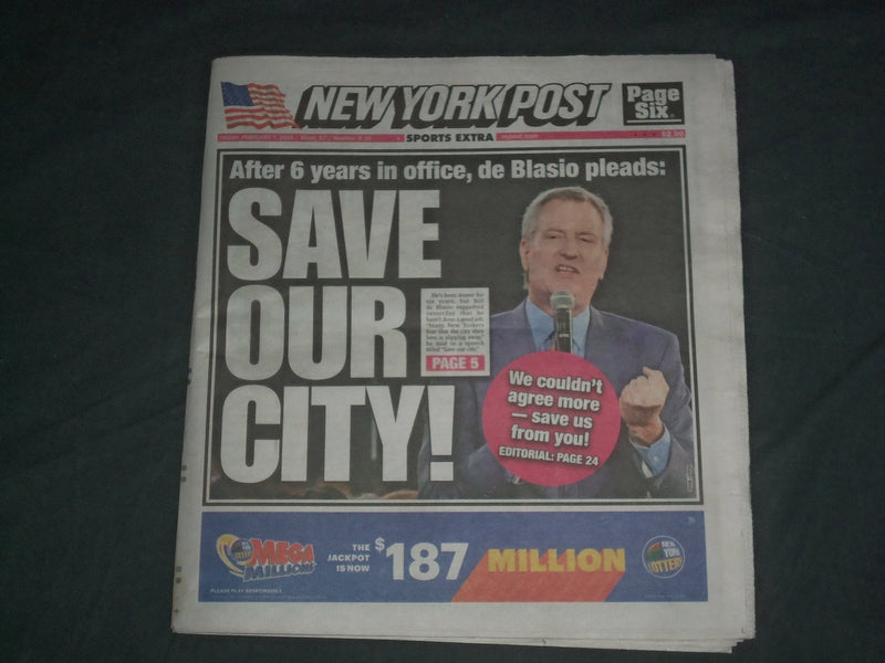 2020 FEBRUARY 7 NEW YORK POST NEWSPAPER- NYC MAYOR DEBLASIO PLEADS SAVE OUR CITY