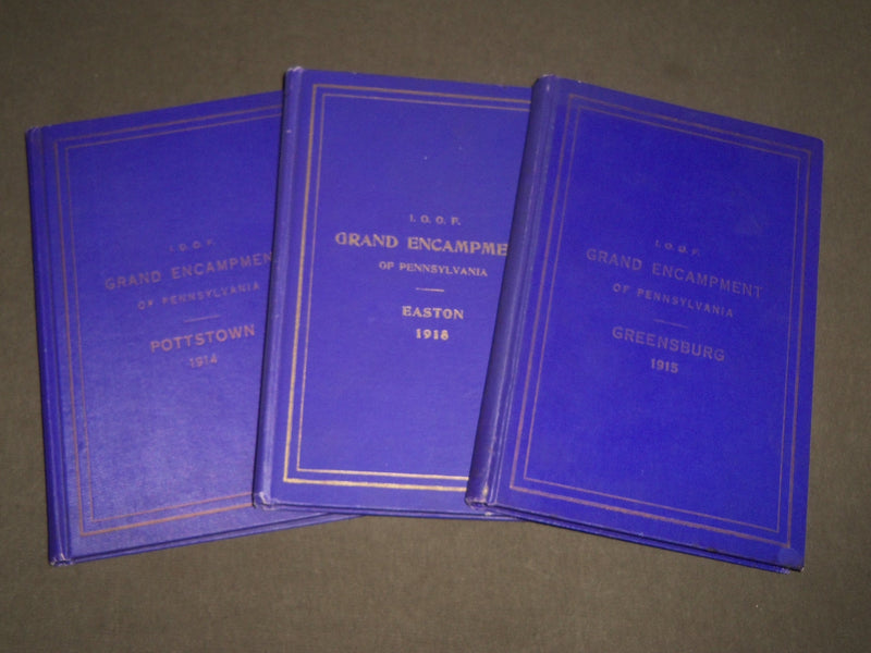 1914-1918 I. O. O. F. GRAND ENCAMPMENT OF PENNSYLVANIA BOOK LOT OF 3 - KD 4930
