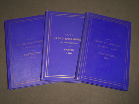 1914-1918 I. O. O. F. GRAND ENCAMPMENT OF PENNSYLVANIA BOOK LOT OF 3 - KD 4930