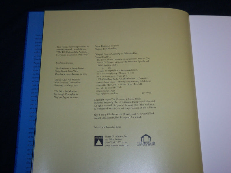 1999 THE TILE CLUB AESTHETIC IN AMERICA BOOK BY RONALD G. PISANO - R 705T