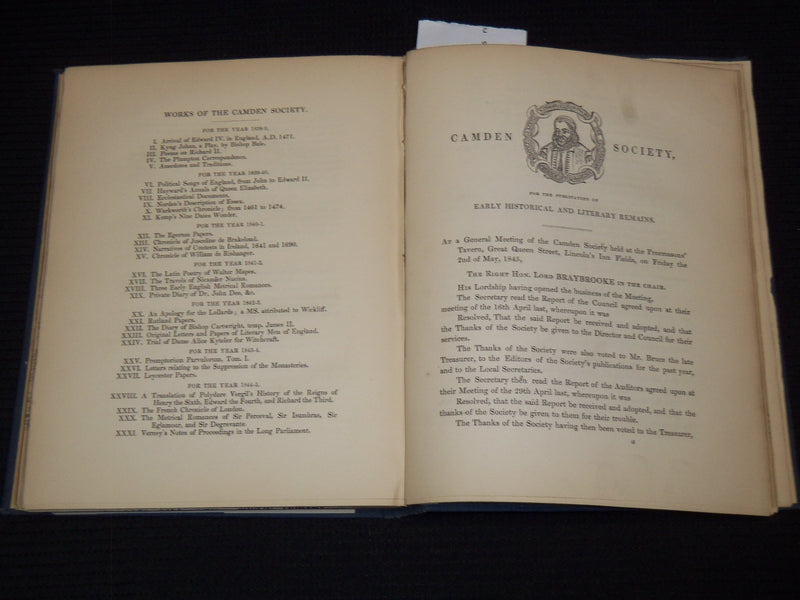 1845 THE LONG PARLIAMENT NOTES OF PROCEEDINGS BY SIR RALPH VERNEY - KD 7762