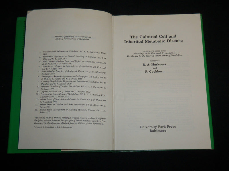 1977 THE CULTURED CELL AND INHERITED METABOLIC DISEASE HARDCOVER BOOK - KD 7162