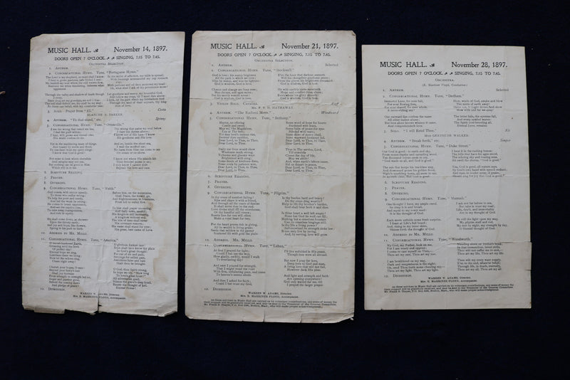 1897-1898 BOSTON MUSIC HALL PROGRAMS - LOT OF 19 - R. MARRINER FLOYD - K 1634