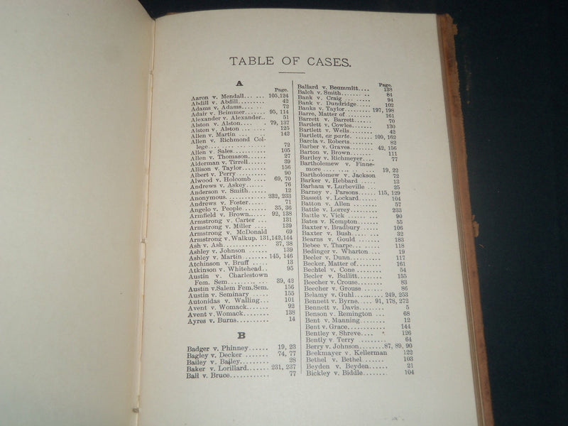 1888 THE LEGAL RELATIVES OF INFANTS HARDCOVER BOOK BY G. W. FIELD - R 308