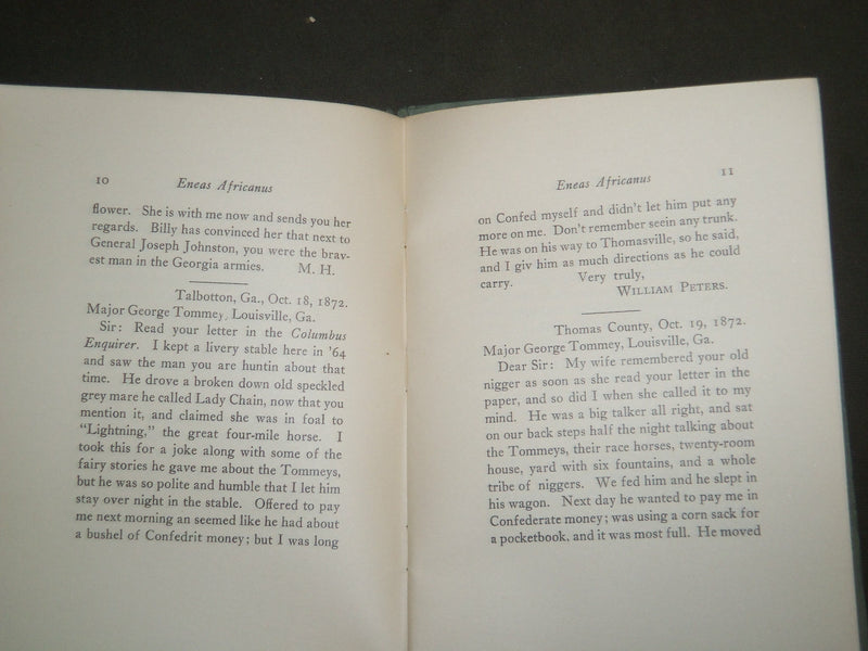 1922 ENEAS AFRICANUS BOOK BY HENRY STILLWELL EDWARDS - MACON GEORGIA - J 4685