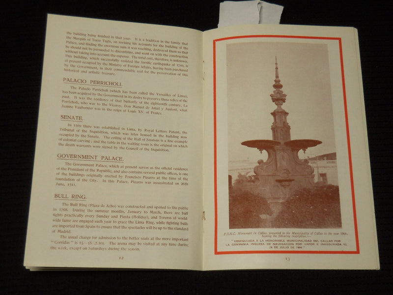 1928 PACIFIC STEAM NAVIGATION COMPANY BOOKLET - LIMA, PERU - K 85