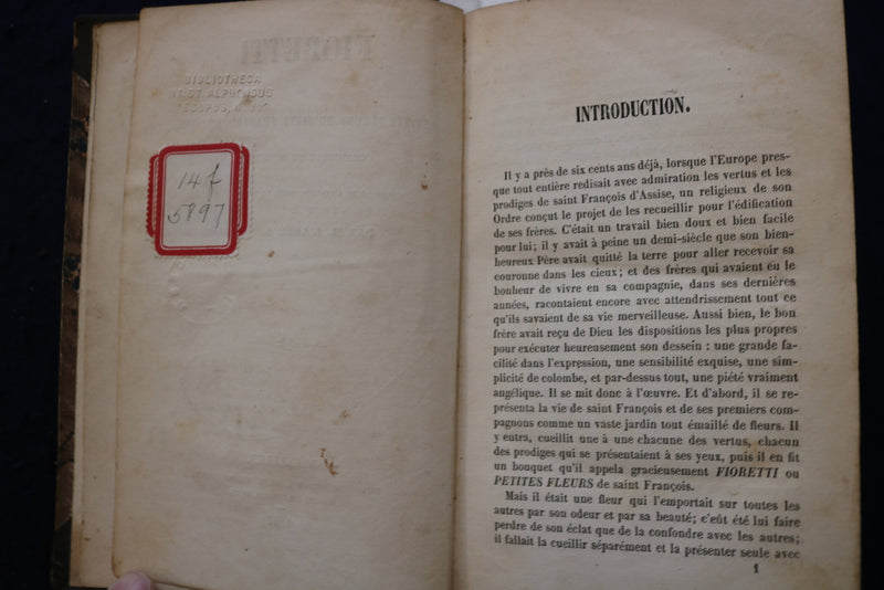 1847 FIORETTI FLEURS DE SAINT FRANCOIS D'ASSISE HARDCOVER BOOK- FRENCH - KD 9556