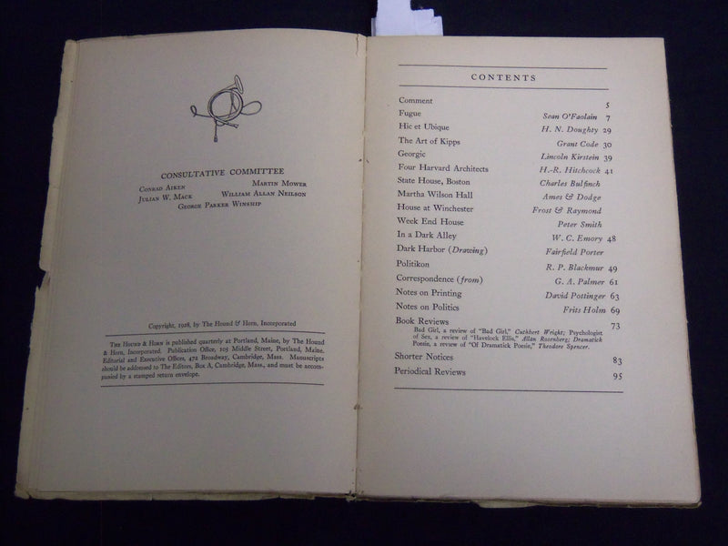 1928 SEPTEMBER THE HOUSE & HORN A HARVARD MISCELLANY MAGAZINE - J 8788