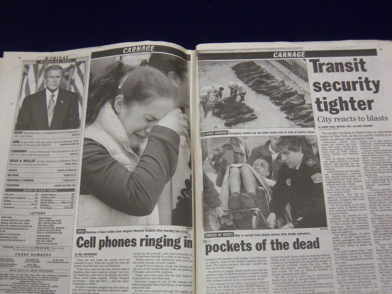 2004 MADRID TRAIN BOMB NEWSPAPER LOT OF 2 - GREAT COVERAGE & PHOTOS - NP 1872