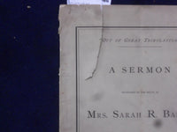 1867 MRS. SARAH R. BAKER FUNERAL SERMON SOFTCOVER BOOKLET - ROXBURY - K 222