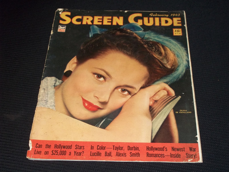 1943 FEBRUARY SCREEN GUIDE MAGAZINE - OLIVIA DE HAVILLAND FRONT COVER - E 20096