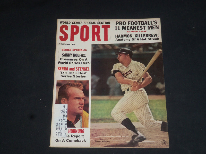 1964 NOVEMBER SPORT MAGAZINE - HARMON KILLEBREW COVER - SP 8509