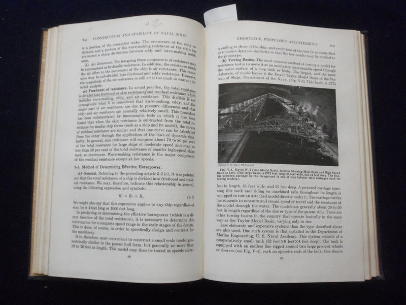 1956 FUNDAMENTALS/CONSTRUCTION/STABILITY OF NAVAL SHIPS HARDCOVER BOOK - KD 8600