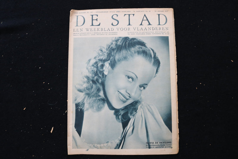 1937 JANUARY 22 DE STAD MAGAZINE - OLIVIA DE HAVILLAND COVER - E 25007