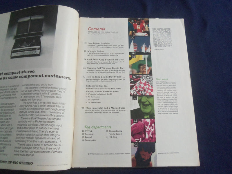 1971 SEPTEMBER 13 SPORTS ILLUSTRATED MAGAZINE- COLLEGE FOOTBALL TOP 20- SP 6481M