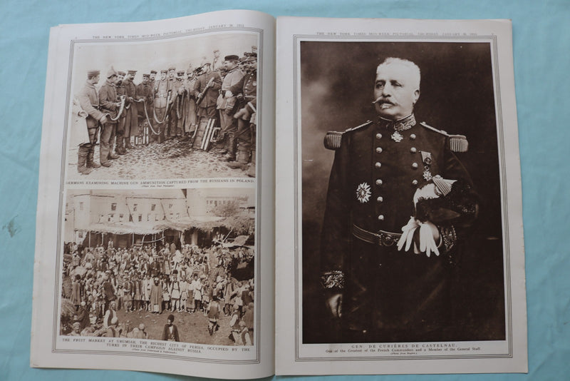 1915 JAN 28 NEW YORK TIMES MID-WEEK PICTORIAL WAR EXTRA- TELEPHONE POLE -NP 9125