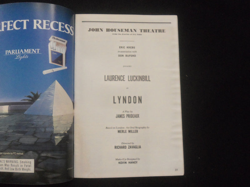 1991 LYNDON PLAYBILL - LAURENCE LUCKINBILL SIGNED COVER - J 8226