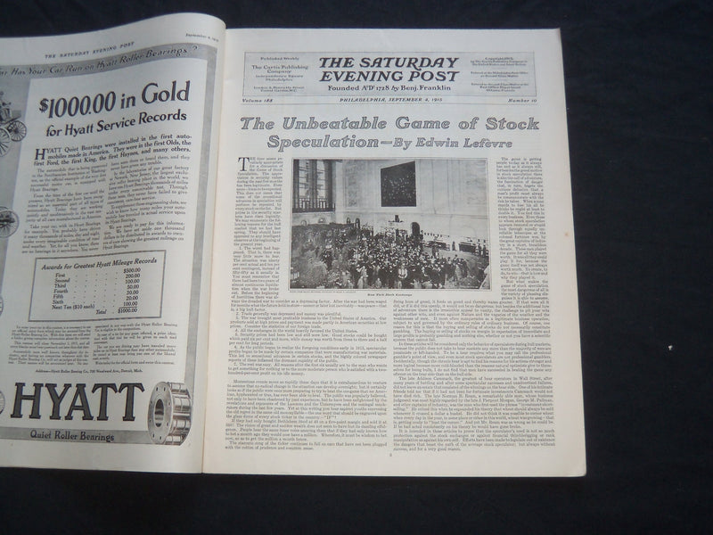 1915 SEPTEMBER 4 THE SATURDAY EVENING POST MAGAZINE - ILLUSTRATED COVER - SP 668